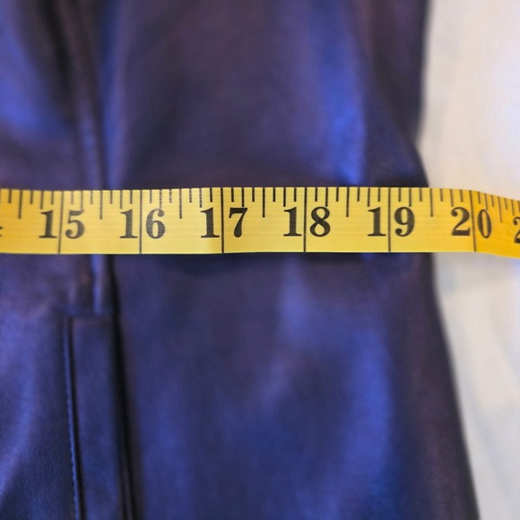 Chicos Metallic Purple Faux Leather Open Front Jacket Size 1 570149388 - Picture 9 of 13